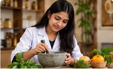 Illustration of medicinal herbs and Ayurvedic study